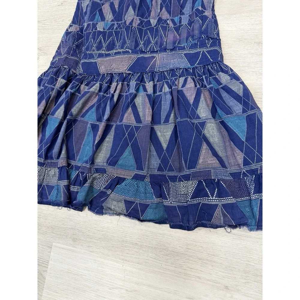 VTG Y2K Babydoll Mini Dress S Blue Geometric Boho Festival Indie 90s Free People